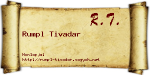 Rumpl Tivadar névjegykártya